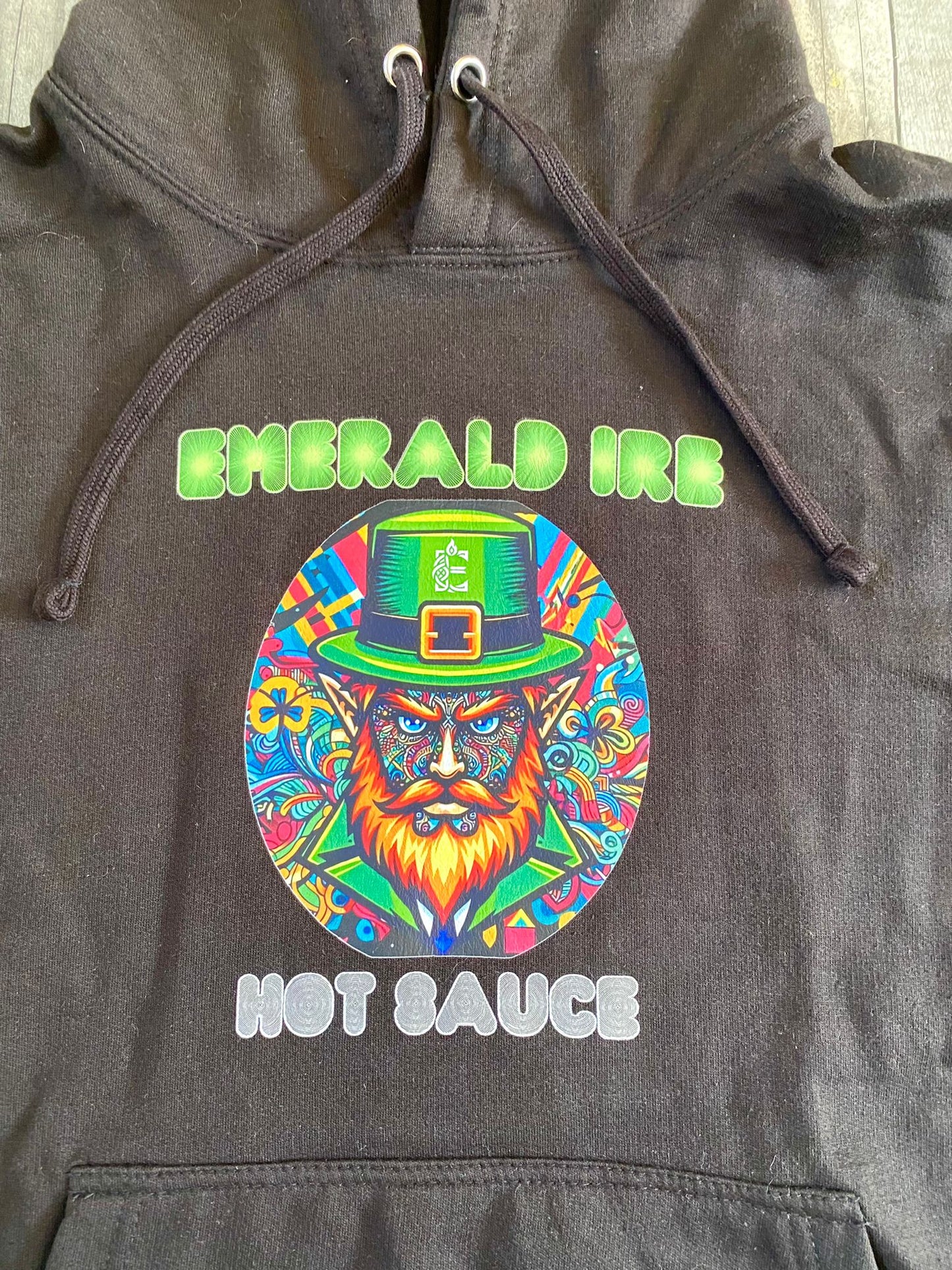 Emerald Ire Bernie Logo Black Hooded Sweatshirt